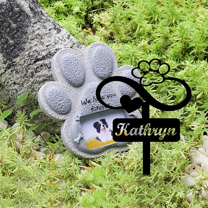 Pet Grave Markers Personalized, Pet Memorial Grave Markers Garden Metal Headstones Plaques, Custom Pet Dog Grave Marker Gifts for Sympathetic Pet Loss Remembrance, Pet Memorial Gifts