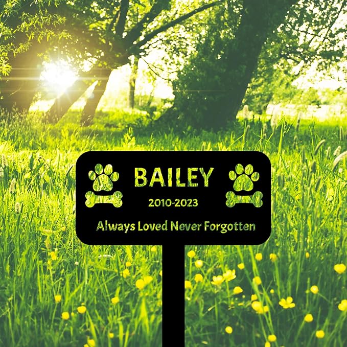 Custom Dog Name Memorial Grave Stake Marker, Personalized Dog Memorial Grave Marker Engraved Sign, Customized Dog Memorial Stake Metal Sign Headstone Loss of Dog Pet Sympathy Gift