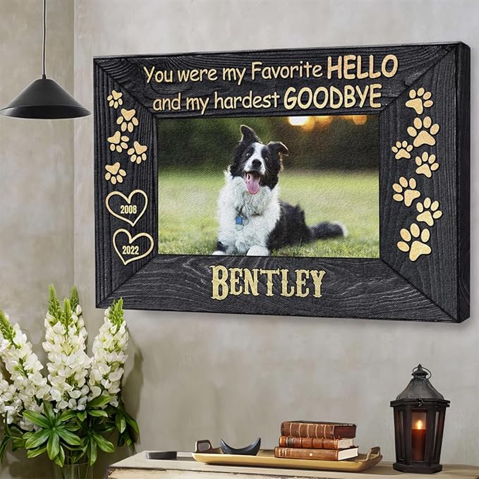 Dem Canvas Personalized Photo Canvas, Dog Loss Gifts, You Were My Favorite Hello, Pet Memorial Gifts, Dog Death Sympathy Gifts, Dog Passing Away Loss Canvas Dog Grieving Gifts (24x16)