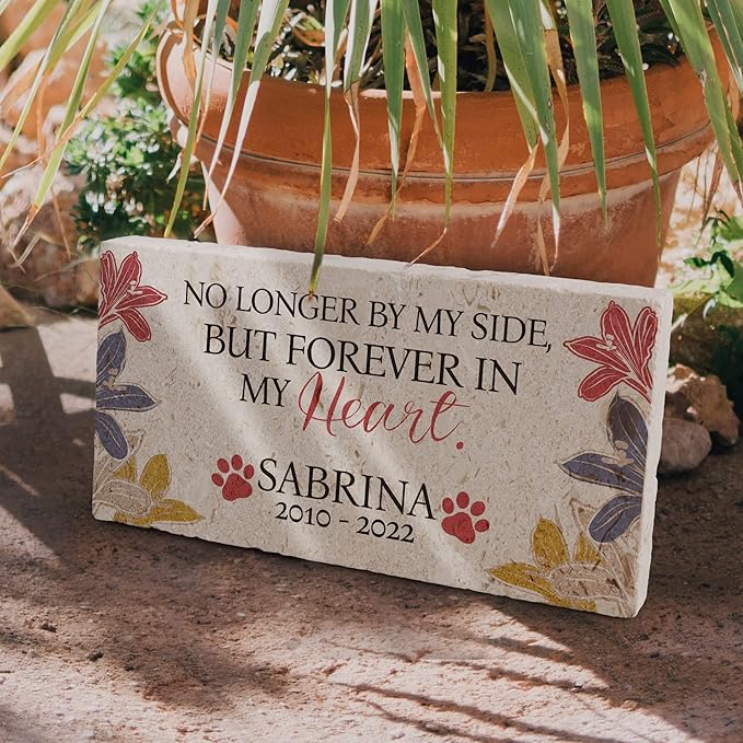 Personalized Pet Memorial Stone, 6x12 Custom Limestone Pet Grave Markers as Keepsake or Pet Remembrance, Thoughtful Pet Loss Gifts for Bereaved Pet Owners, Personalized Memorial Gifts (Sabrina)