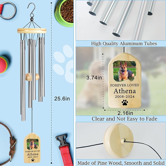 Dog Memorial Gifts for Loss of Dog, Pet Memorial Wind Chime, Pet Memorial Gifts, Pet Loss Gifts, Loss of Dog Sympathy Gift, Dog Remembrance Gift, in Memory of Dog Cat - Forever Loved