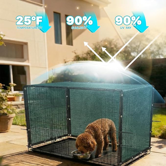 Royal Shade 2' x 2' Green Custom Size 90% Shade Cloth Dog Kennel Shade Mesh Tarp Sunblock with Grommets for Dog Kennel Cover, Fence Privacy Screen, Greenhouse, Chicken Coop & Pet Playpen.