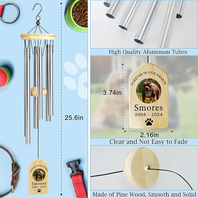 Dog Memorial Gifts for Loss of Dog, Pet Memorial Wind Chime, Pet Memorial Gifts, Pet Loss Gifts, Loss of Dog Sympathy Gift, Dog Remembrance Gift, in Memory of Dog Cat - Forever in Our Hearts