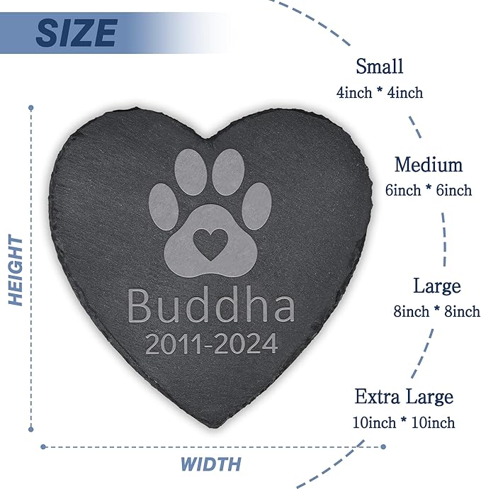 Pet Memorial Gifts, Pet Memorial Stone, Dog Memorial Gifts for Loss of Dog, Pet Remembrance Gift, In Memory of Dog Cat, Loss of Pet Sympathy Gift, Pet Loss Gifts - Paw Print with Heart(Heart-shaped)