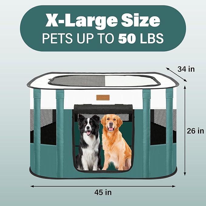 Dog Playpen - Foldable Cat Play Pens for Pubby,Kitten, Rabbit,Portable Pet Tent with Carring Bag for Indoor/Outdoor Travel Camping Blue X-Large