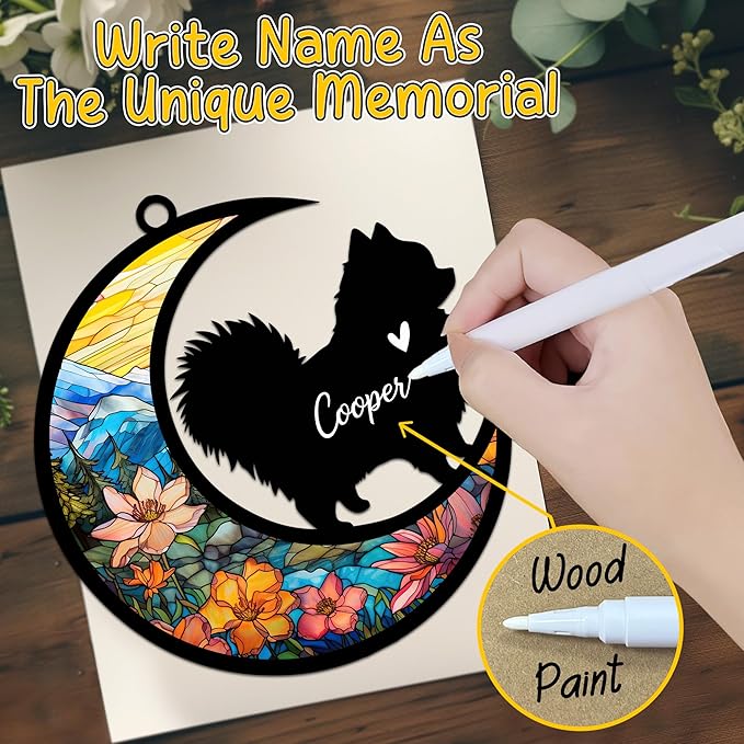 Personalized Pomeranian Memorial Suncatcher With Name Date, Rainbow Bridge Sympathy Card, Loss of Pet Bereavement Gift