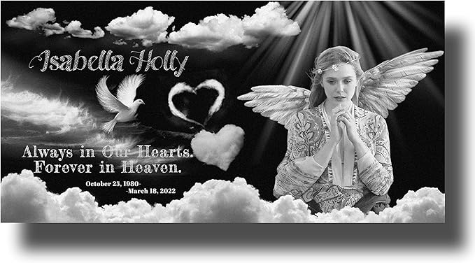 Personalized Heaven Memorial Stone, Headstone for Graves, Grave Marker Cemetery, Tombstone Outdoors, Granite Memorial Garden Stone, Grave Decorations for Cemetery