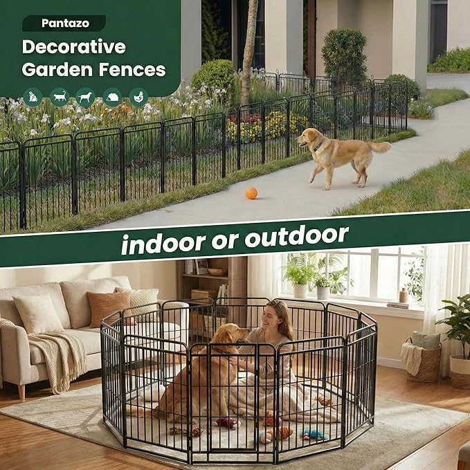 Dog Playpen Outdoor 32 Panels 47'' Rustproof Metal Dog Fence with Gate Small Medium Portable Large Dog Play Pen 72FT 282 Sq.ft for RV Camping, Trips, Play Yard