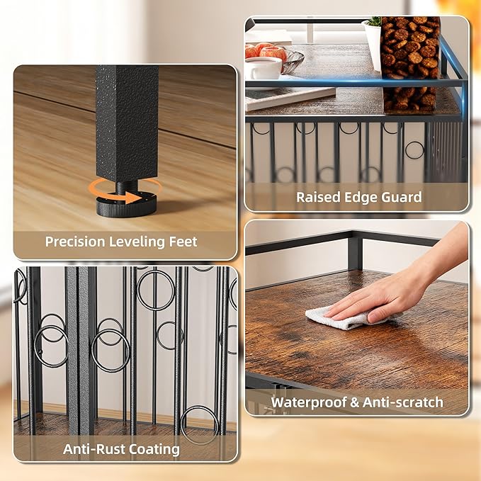 Medium Dog Crate Furniture Style, 42/48 inch Dog Crates for Medium Large Dogs, Indoor Decorative Wood Dog Crate Table with Storage Shelf, Unique Round Sturdy Pet Dog Kennel Indoor Furniture