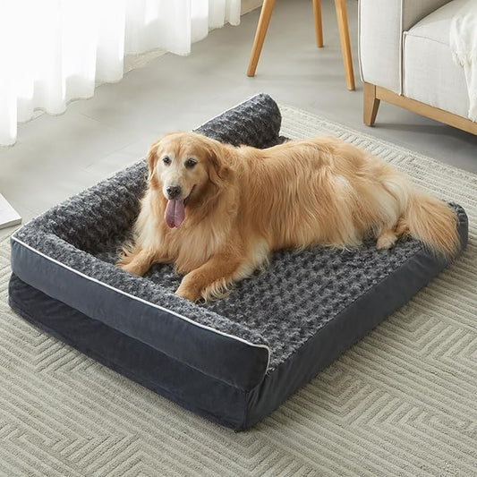 BFPETHOME Orthopedic Dog Beds for Large Dogs-Waterproof Sofa Dog Bed with Removable Washable Cover, Big Pet Bed with Waterproof Lining and Nonskid Bottom,Pet Bed for Large Dogs