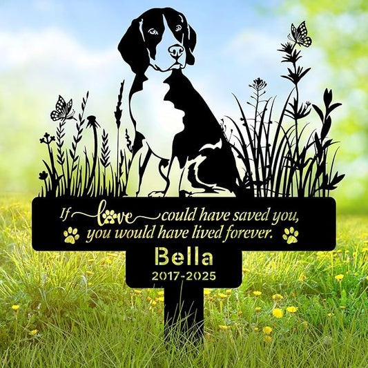 Custom Beagle Dog Memorial Stake – Personalized Pet Grave Marker Tombstone for Beagle Dog, Outdoor Garden Metal Sign, Beagle Dog Remembrance Plaque, Pet Beagle Dog Loss Gifts