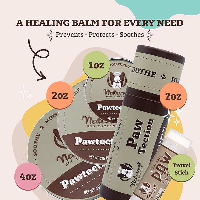 Natural Dog Company PawTection Balm for Dogs – Winter Paw Protection from Snow, Ice & Salt, Wax-Based Paw Barrier Balm, All Breeds for Cold Weather Walks & Outdoor Adventures, Lick-Safe, 0.15 oz Stick