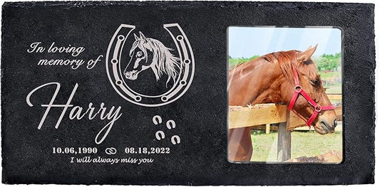 Fanery Sue Custom Cat Memorial Stones with Full Color Image, Dog Memorial Gift Garden Stones, Pet Grave Markers Personalized, All-Natural Memorial Headstone for Pet