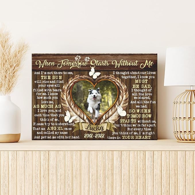 Dem Canvas Personalized Canvas Prints, Sympathy Gifts, Dog Loss Gifts, When Tomorrow Starts Without Me, Pet Memorial Gifts, Dog Memorial Pet Loss (36x24)