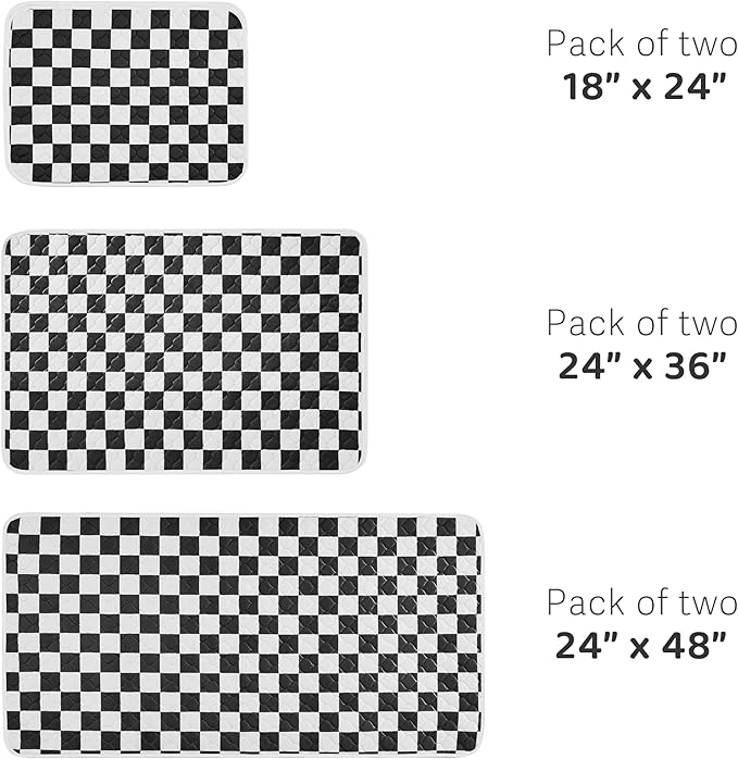 Ralxion 2 Pack Black Checkered Washable Pee Pads for Dogs, Checkered Reusable Dog Pee Pads, for Puppy Playpen, Crate, Whelping Box, Potty Training, Cute Aesthetic Absorbency, Leak-Proof Non-Slip
