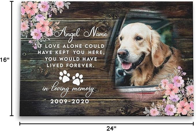 Dem Canvas Personalized Photo Canvas Prints, Dog Loss Gifts, Forever In My Heart, Pet Memorial Gifts, Dog Death Sympathy Gifts, Dog Passing Away Loss Gift Dog Grieving Gifts (24x16)