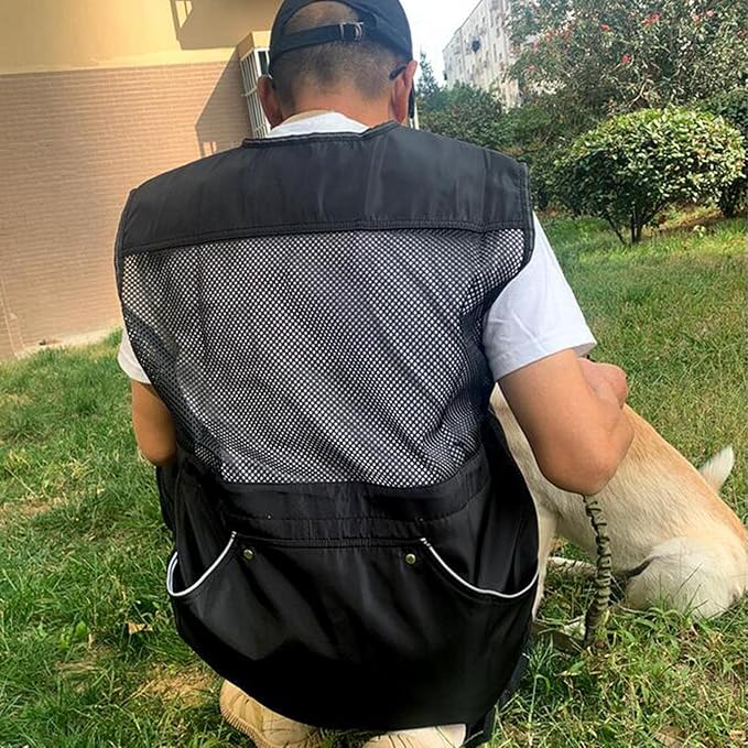 Dog Training Vest for Handlers Breathable Dog Trainer Vest for Agility Obedience Training Handler Dog Trainer Outdoor Backpacking, Black, M