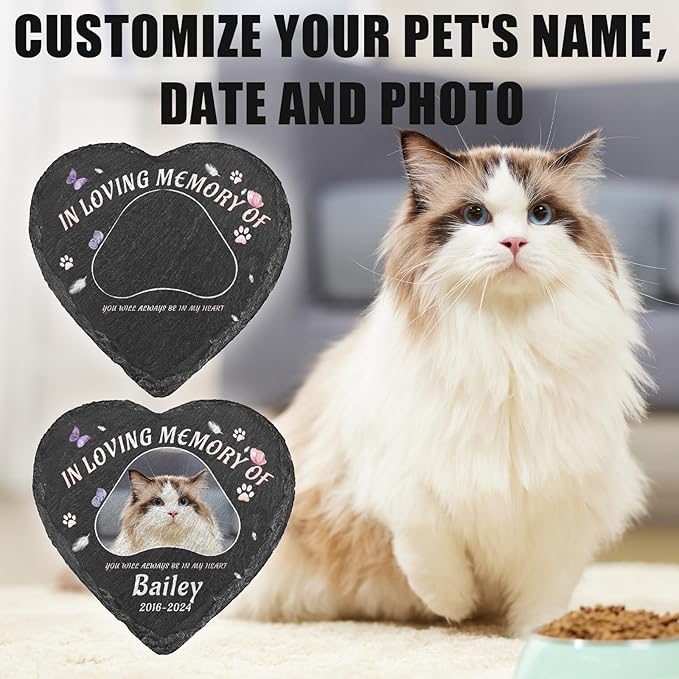 Dog Memorial Gifts for Loss of Dog, Personalized Dog Memorial Stone Plaque with Photo Name, Custom Dog Pet Grave Headstone, Loss of Dog Sympathy Gift for Dog Cat Lovers