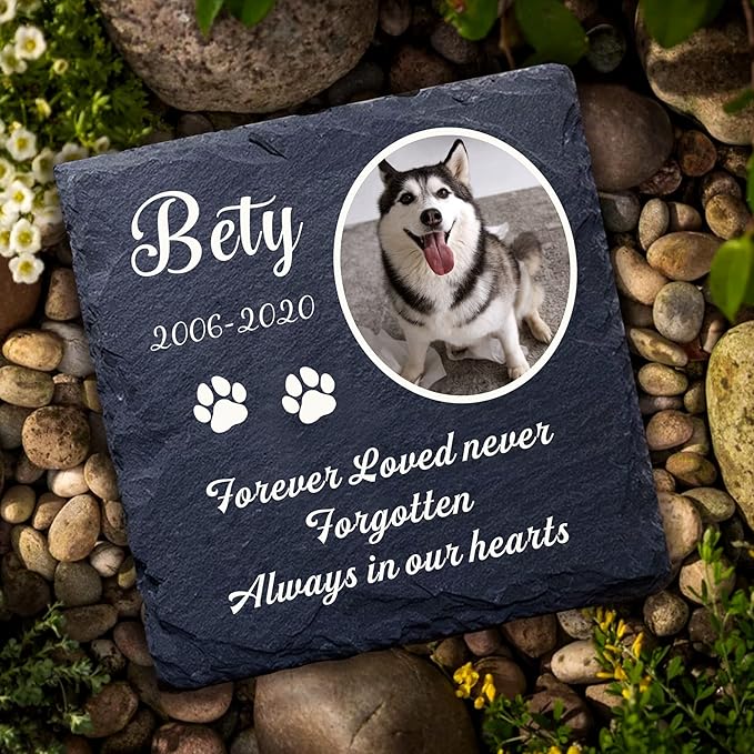 EDSG Personalized Dog Memorial Gifts for Loss of Dog Pet Memorial Gifts for Dogs Cats Memorial Stone Pet Loss Gifts Natural Slate Grave Plaque Pets Bereavement Gifts Loss of Pet Gift (Design 2)