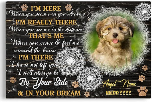 Dem Canvas Personalized Photo Canvas Prints, Dog Loss Gifts, By Your Side, Pet Memorial Gifts, Dog Death Sympathy Gifts, Dog Cat Passing Away Loss Gift Dog Grieving Gifts (36x24)