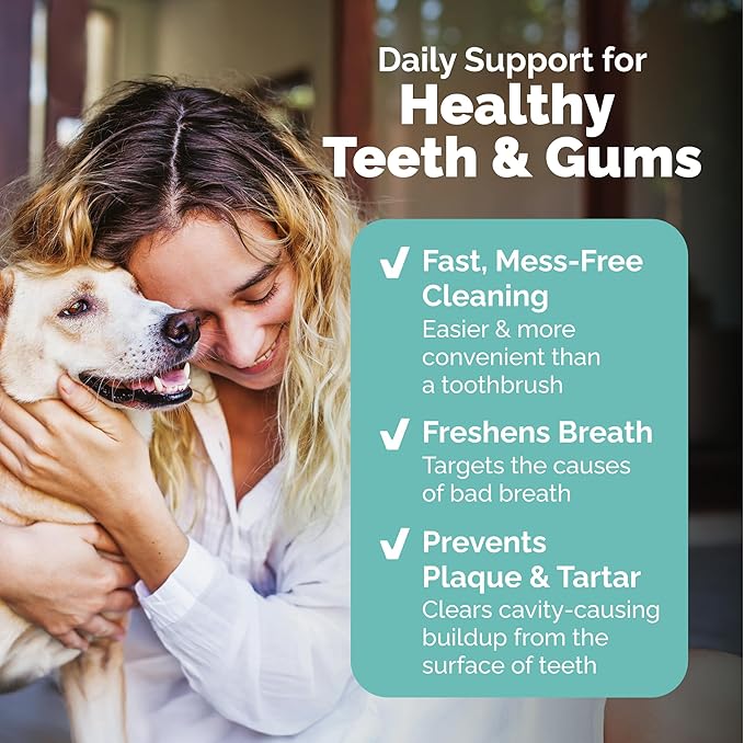 Vetnique Dentabliss - Dog Teeth Cleaning Finger Mitt Dental Wipe - Dog Plaque & Tartar Prevention with Brushing Beads - Flavored Dog Teeth Wipes, Dog Breath Freshener (Peppermint)