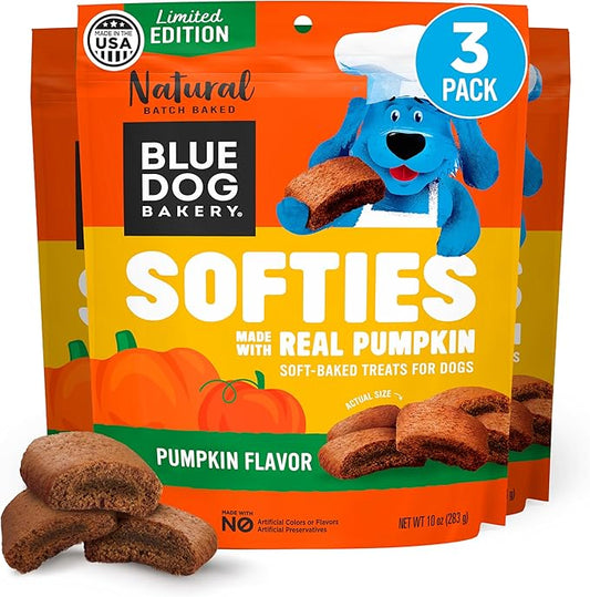 Blue Dog Bakery Pun'Kin Softies, Pumpkin Flavor, 10 Ounces (Pack of 3)