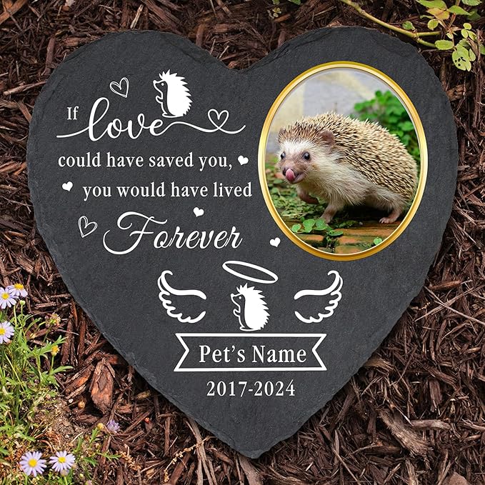 Personalized Pet Hedgehog Memorial Stones, Custom Pet Garden Stone Grave Marker for Hedgehog, Hedgehog Remembrance Gifts, Hedgehog Headstone, Pet Sympathy Gifts for Hedgehog
