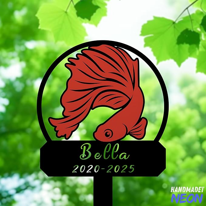Goat Memorial Metal Stake Personalized Sympathy Gift Custom Name Goat Garden Stake Farm Decor Goat Grave Marker Pet Grave Marker Garden Decor (Betta Red Color)