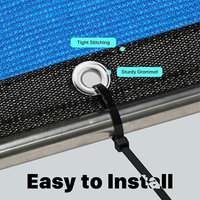 Royal Shade 7' x 21' Blue Custom Size 90% Shade Cloth Dog Kennel Shade Mesh Tarp Sunblock with Grommets for Dog Kennel Cover, Fence Privacy Screen, Greenhouse, Chicken Coop & Pet Playpen.