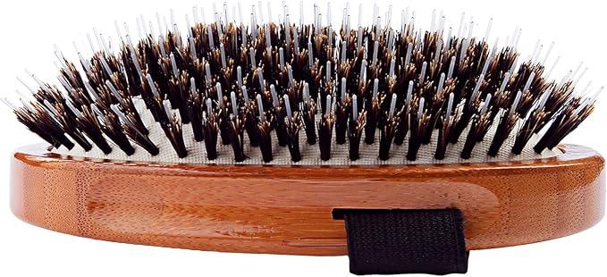 Bass Brushes | Luxury Grade Pet Brush | Shine & Condition | 100% Pure Premium Natural Bristle+Single Nylon Pin | Large Palm Design | Natural Bamboo Handle | Solid Finish | Bass Brushes Model A7-DB