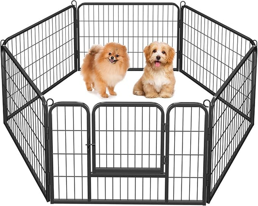 Yaheetech Wide Panel Dog Playpen, 6 Panels 24 inch High Pet Pen with Gate, Portable Indoor Outdoor Fence for Small/Medium Breed Dogs