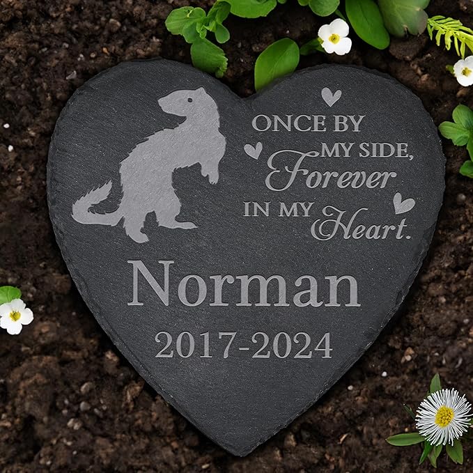 Personalized Pet Memorial, Ferret Memorial Stone, Ferret Tombstone, Ferret Grave Marker, Ferret Memorial Gifts, Ferret Loss - Heart-Shaped