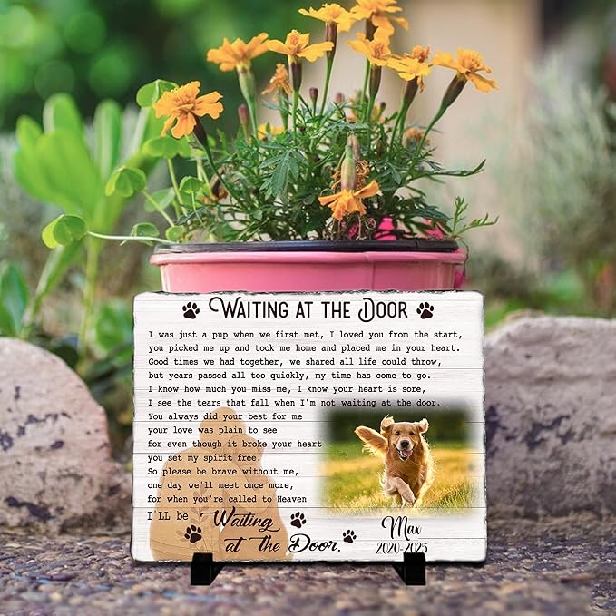 Dog Stones Memorial Personalized Pet Loss Gifts Dog Memorial | Best Thoughtful Gift for Pets Loss | Cat Memory Stone Outdoor with Photo | Pet Remembrance Stone for Furry Companion Passed Away