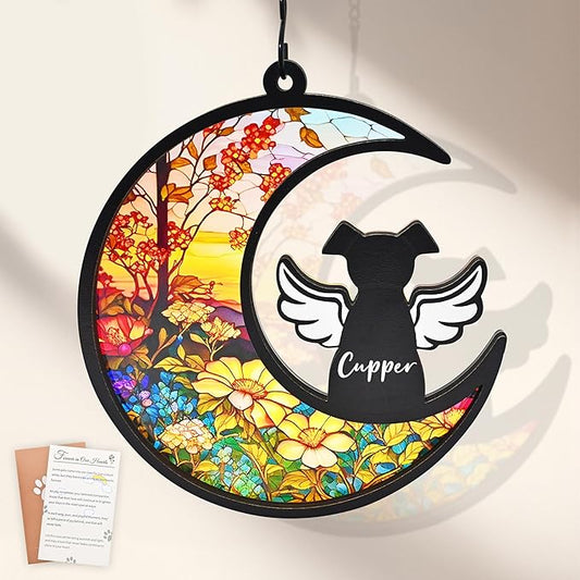 DIY Dog Memorial Gifts for Loss of Dog, 2-Layer Dog Angel Memorial Suncatcher with Sympathy Card, Pet Memorial Gifts for Dogs, Pet Passing Away Remembrance Gift (Sunflower)