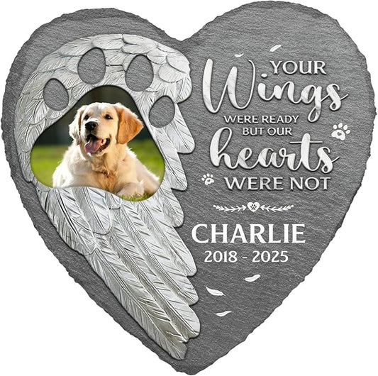 Your Wings Were Ready But My Heart Was Not Custom Photo Dog Memorial Stone, Dog Memorial Gifts for Loss of Dog, Pet Loss Gifts, Pet Memorial Stones for Dogs, Sympathy Gifts for Dog Lovers