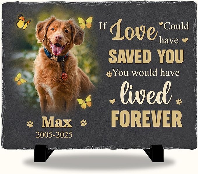 Personalized Pet Memorial Stone | Custom Photo Memory Plaque for Dogs | Pet Remembrance Gift for Loss of Dog | Memorial Stone for Garden or Home Decor