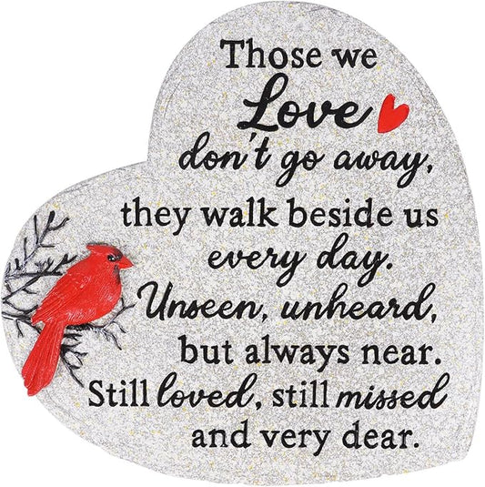 Heart Shaped Memorial Garden Stones, 10 inches Sympathy Garden Stone for Loved One, in Memory of Loved one Gifts, Resin Garden Stepping Stones Outdoor, Memorial Gifts (Grey Heart)