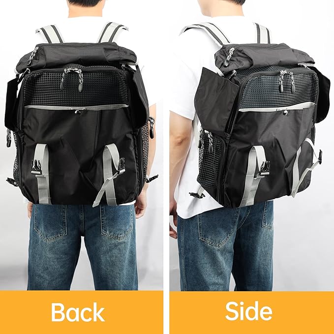 Cat Dog Backpack Carrier for Hiking Travel Portable Pet Daypack for Dog Cat Below 7kg/15.5lbs -Black