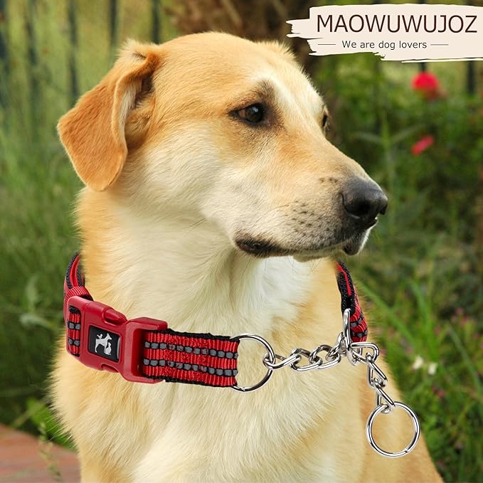 MAOWUWUJOA Martingale Collar for Dogs with Buckle Red Dog Collar for Medium Dogs,Red XL