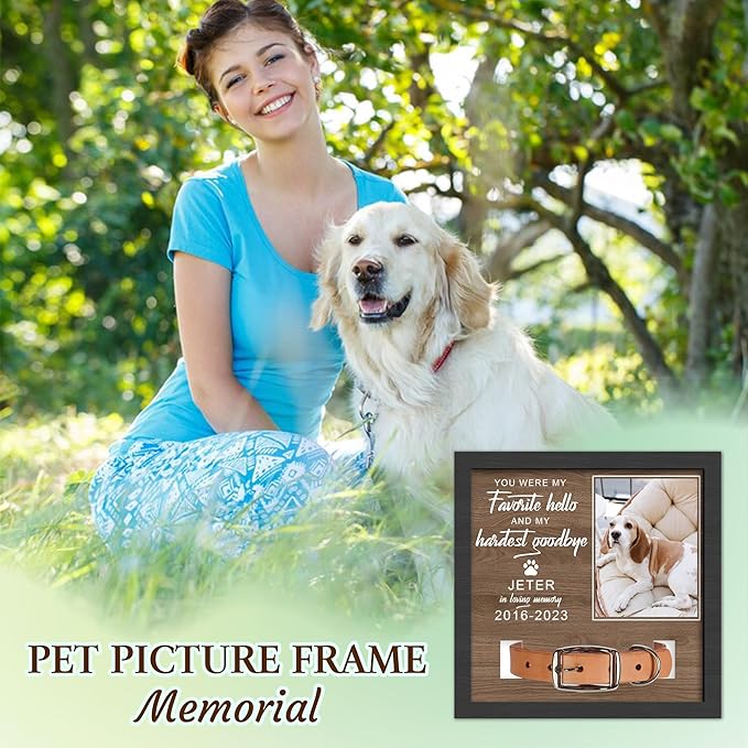 Custom Dog Memorial Gifts for Loss of Dog, Customized Pet Memorial Gifts, Personalized Dog Memorial Collar Picture Frame, in Memory of Dog, Loss of Pet Sympathy Gifts, Memorial Gifts for Cats