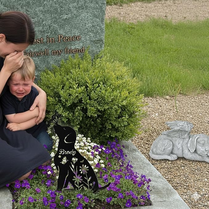 Custom Dog Grave Markers Outdoor, Personalized Pet Grave Marker Stake Dog Memorial, Outdoor Weatherproof Pet Cemetery Sign, Personalized Dog Memorial Gifts for Loss of Dog