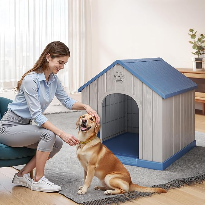 DRATO Large Dog House with Waterproof- Indoor & Outdoor Pet Shelter for Small to Large Dogs, Easy Clean & Quick Assembly