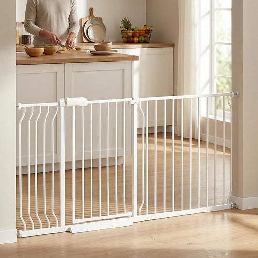 Extra Wide 67-71.5 Inch Baby Gates for Stairs, Doorways - No Drilling, Pressure Mounted Pet Gates for Kids and Dogs