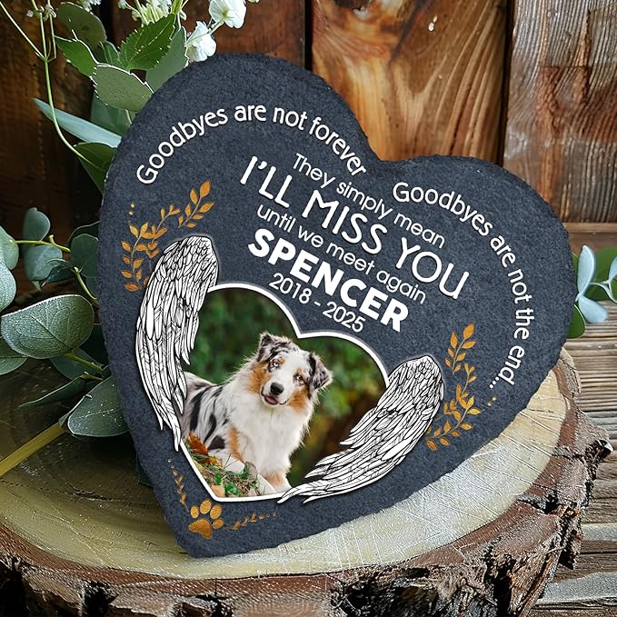 I'll Miss You Until We Meet Again Custom Photo Dog Memorial Stone, Dog Memorial Gifts for Loss of Dog, Pet Memorial Stones for Dogs, Sympathy Gifts for Dog Lovers, Pet Remembrance Gifts