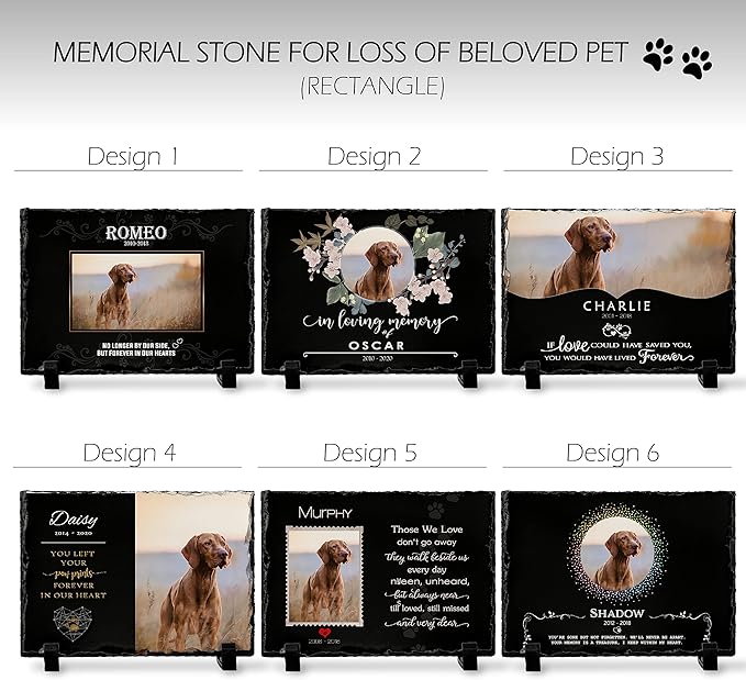 Pet Memorial Stone with Photo - 8"x12" - 6 Designs - Pet Grave Marker - Pet Headstone | Dog Memorial Stone - Garden Memorial Stones - Personalized Memorial | Waterproof - Outdoor & Indoor #4