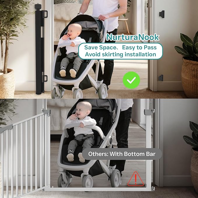 Retractable Baby Gate,Mesh Baby Gate or Mesh Dog Gate,34" Tall,Extends up to 100" Wide,Child Safety Gate for Doorways, Stairs, Hallways, Indoor or Outdoor
