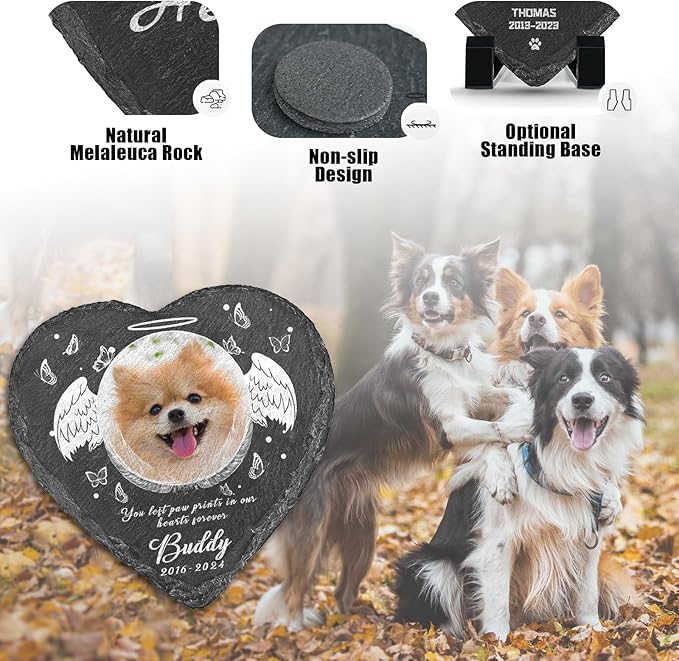 Dog Memorial Gifts for Loss of Dog, Personalized Dog Memorial Stone Plaque with Photo Name, Custom Dog Pet Grave Headstone, Loss of Dog Sympathy Gift for Dog Cat Lovers