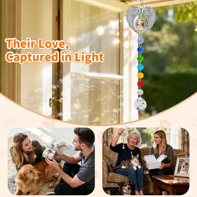 Pet Memorial Gifts for Dogs, Pet Memorial Suncatcher for Loss of Dog Cats Passing Away Remembrance Bereavement Gifts
