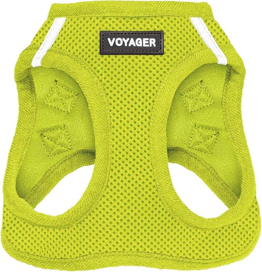 Best Pet Supplies Voyager Step-in Air Harness - All Weather Mesh, Reflective, No Pull Harness for Dogs, Cats - Secure with Hook & Loop Fastener, Buckle, Double D-Rings - Lime Green, M