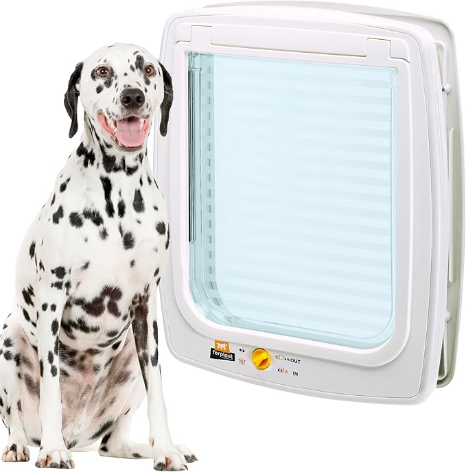 Ferplast Door for Large Dogs Swing 15 Dog Flap, Universal Installation, Four-Way Controllable Entry and Exit, Anti-Draught System, Complete Tunnel, White